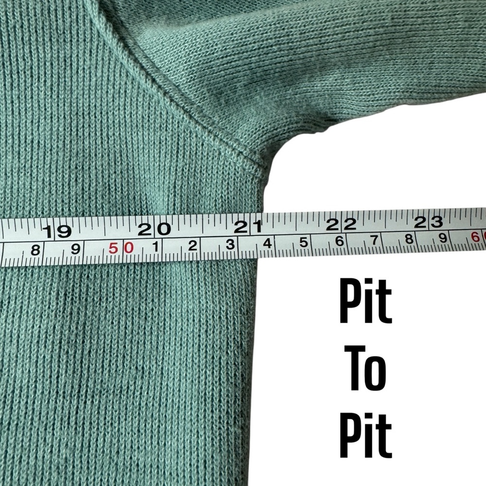 Lands' End Bedford Rib Quarter Zip Pullover Sweater Blue Green Mens Medium - Picture 7 of 8